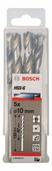 Bosch Metal Matkap Ucu HSS-G DIN 338 (Gümüş) 10,0x133 mm (5 Adet) 