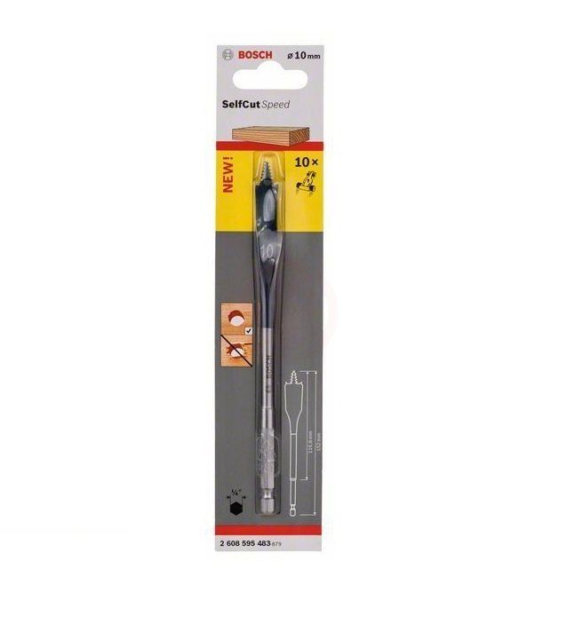 - Bosch SelfCut Speed Yaprak Ahşap Matkap Ucu 1/4 İnç Altıgen Şaft 10x152 mm 