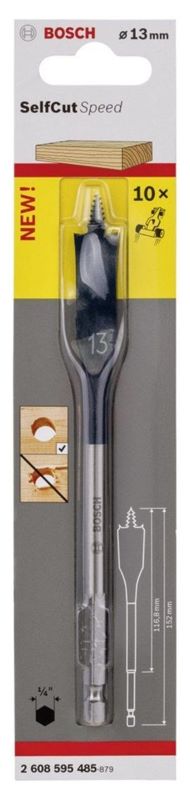 - Bosch SelfCut Speed Yaprak Ahşap Matkap Ucu 1/4 İnç Altıgen Şaft 13x152 mm 