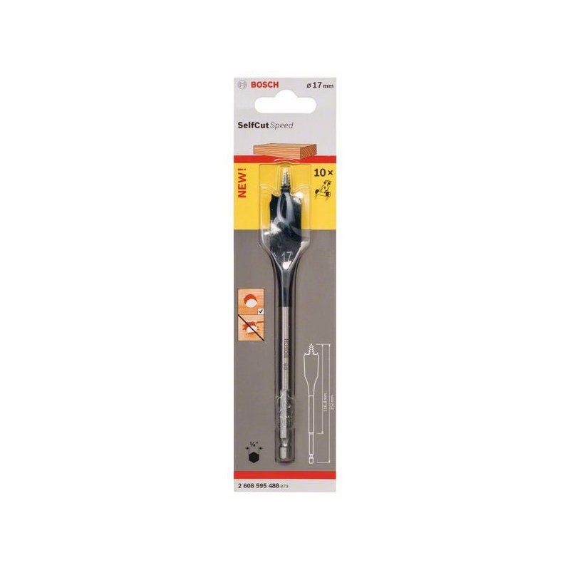 - Bosch SelfCut Speed Yaprak Ahşap Matkap Ucu 1/4 İnç Altıgen Şaft 17x152 mm 