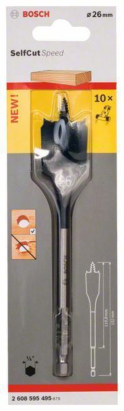 - Bosch SelfCut Speed Yaprak Ahşap Matkap Ucu 1/4 İnç Altıgen Şaft 26x152 mm 