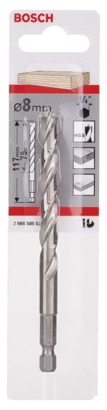 Bosch Ahşap Matkap Ucu HSS Altıgen Şaft 8x117 mm 