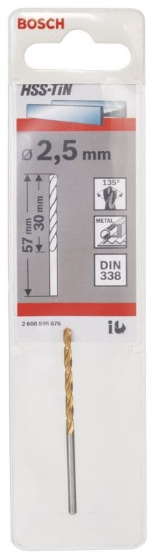 Bosch Metal Matkap Ucu HSS-TiN (DIN 338) Titanyum 2,5x57 mm (1 Adet) 