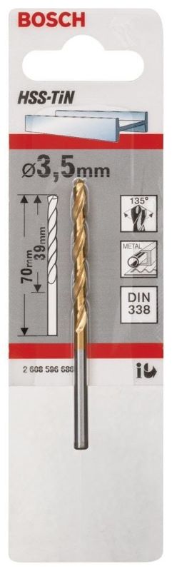 Bosch Metal Matkap Ucu HSS-TiN (DIN 338) Titanyum 3,5x70 mm (1 Adet) 