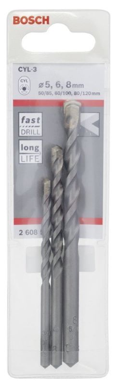 Bosch Beton Matkap Ucu CYL-3 Silver Percussion Set (3 Parça 5-6-8 mm) 