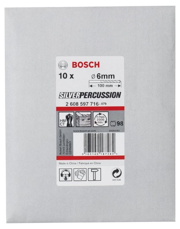 Bosch Beton Matkap Ucu CYL-3 Silver Percussion 6x100 mm (10 Adet) 