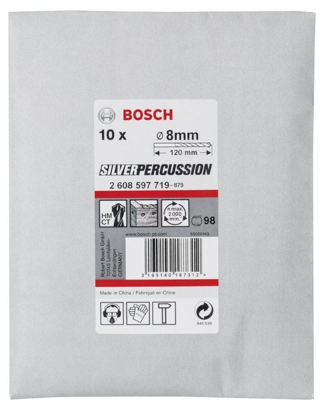 Bosch Beton Matkap Ucu CYL-3 Silver Percussion 8x120 mm (10 Adet) 