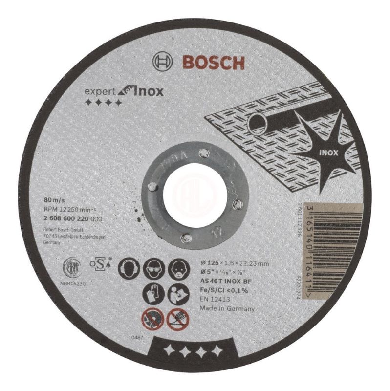 Bosch Paslanmaz Çelik Kesme Diski Expert For Inox Düz 125x22,23x1,6 mm (AS 46 T INOX BF) 