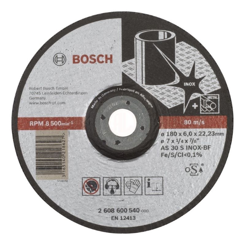 Bosch Paslanmaz Taşlama Diski Expert For Inox Bombeli 180x22,23x6,0 mm (AS 30 S INOX BF) 
