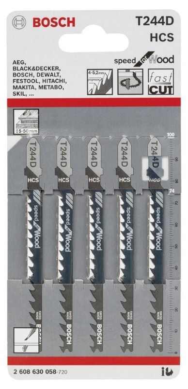 Bosch Dekupaj Testere Bıçağı Speed For Wood T 244 D 100 mm (5 Adet) 