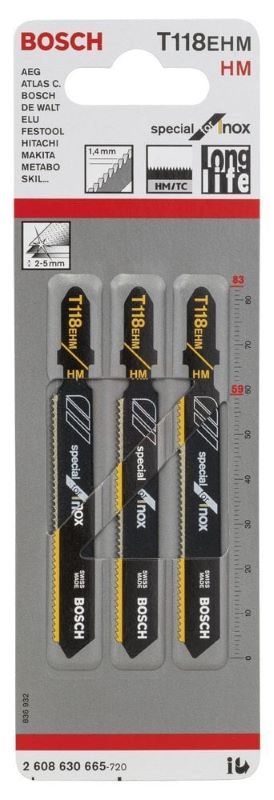 - Bosch Dekupaj Testere Bıçağı Special For Inox T 118 EHM 83 mm (3 Adet) 