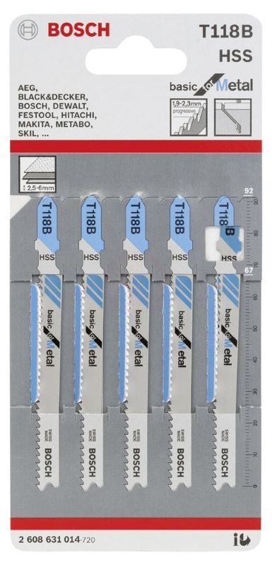 Bosch Dekupaj Testere Bıçağı Basic for Metal T 118 B 92 mm (5 Adet) 