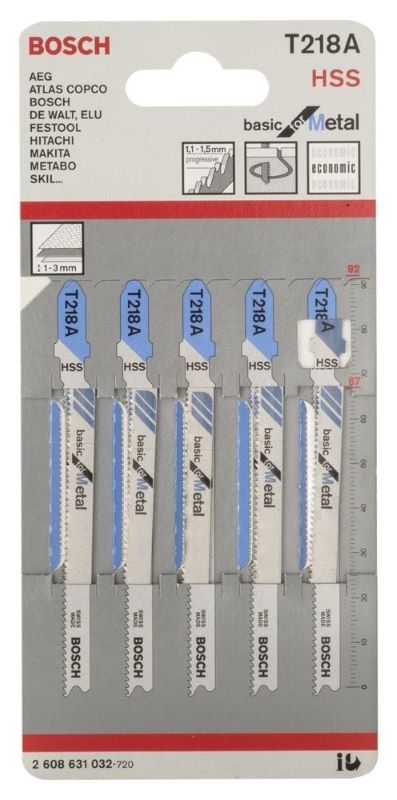 Bosch Dekupaj Testere Bıçağı Basic for Metal T 218 A 92 mm (5 Adet) 