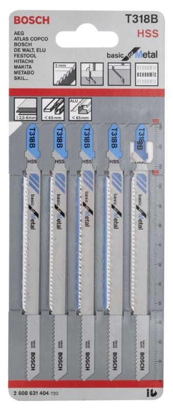 Bosch Dekupaj Testere Bıçağı Basic for Metal T 318 B 132 mm (5 Adet) 