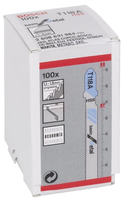 Bosch Dekupaj Testere Bıçağı Basic for Metal T 118 A 92 mm (100 Adet) 