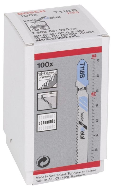 Bosch Dekupaj Testere Bıçağı Basic for Metal T 118 B 92 mm (100 Adet) 