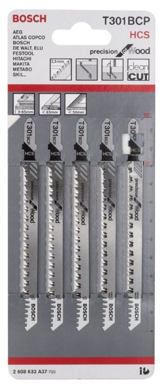Bosch Dekupaj Testere Bıçağı Precision For Wood 301 BCP 117 mm (5 Adet) 