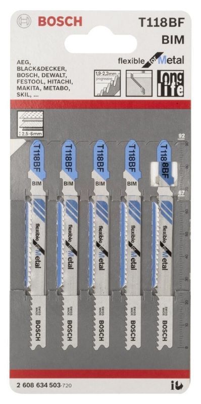 Bosch Dekupaj Testere Bıçağı Flexible For Metal T 118 BF 92 mm (5 Adet) 