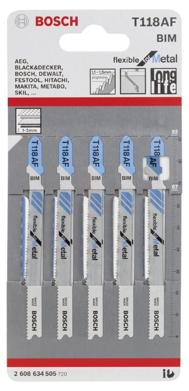Bosch Dekupaj Testere Bıçağı Flexible For Metal T 118 AF 92 mm (5 Adet) 