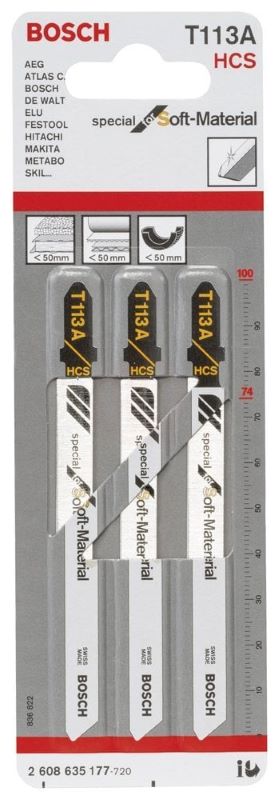 Bosch Dekupaj Testere Bıçağı Special For Soft Material T 113 A 100 mm (3 Adet) 