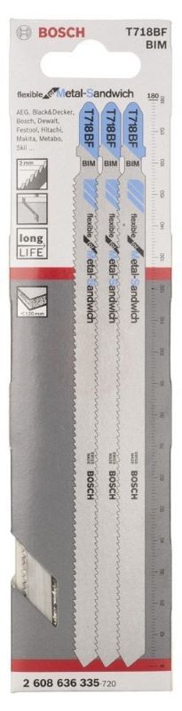 Bosch Dekupaj Testere Bıçağı Flexible For Metal-Sandwich T 718 BF 180 mm (3 Adet) 
