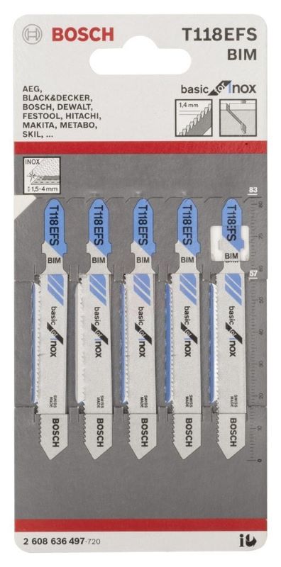 Bosch Dekupaj Testere Bıçağı Basic For Inox T 118 EFS 83 mm (5 Adet) 