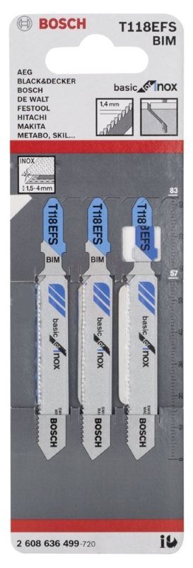 Bosch Dekupaj Testere Bıçağı Basic For Inox T 118 EFS 83 mm (3 Adet) 