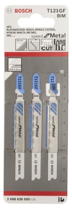 Bosch Dekupaj Testere Bıçağı Speed For Metal T 121 GF 92 mm (3 Adet) 
