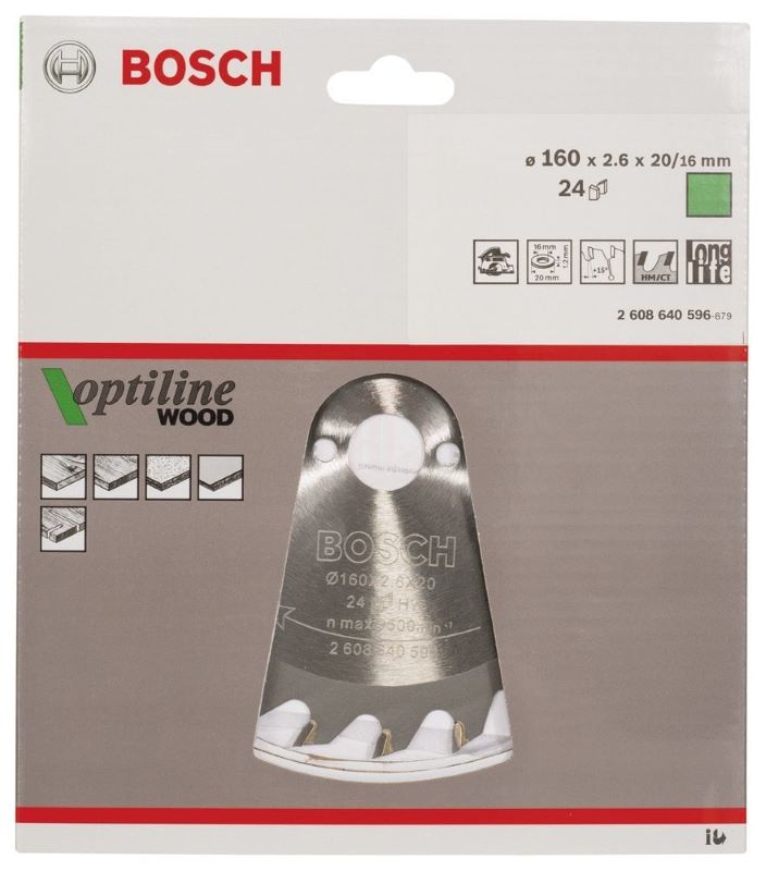 Bosch Daire Testere Bıçağı Optiline Wood 160x20/16 mm 24 Diş 