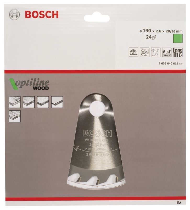 Bosch Daire Testere Bıçağı Optiline Wood 190x20/16 mm 24 Diş 