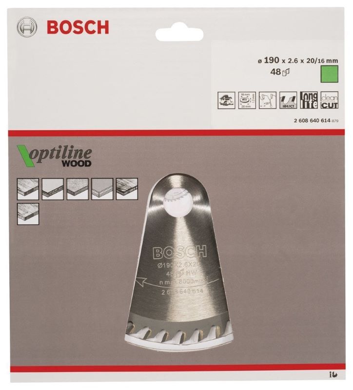 Bosch Daire Testere Bıçağı Optiline Wood 190x20/16 mm 48 Diş 
