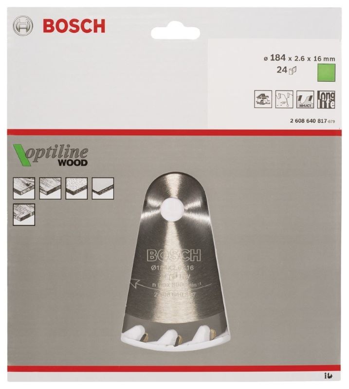 Bosch Daire Testere Bıçağı Optiline Wood 184x16 mm 24 Diş 