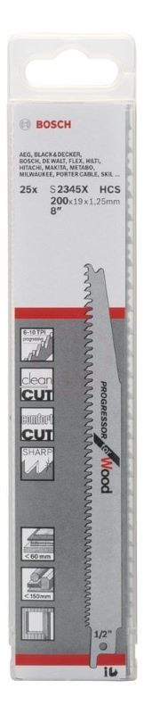 Bosch Panter Testere Bıçağı Progressor For Wood S 2345 X 200 mm (25 Adet) 