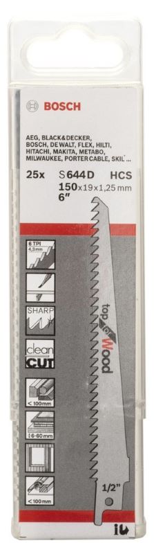 Bosch Panter Testere Bıçağı Top For Wood S 644 D 150 mm (25 Adet) 