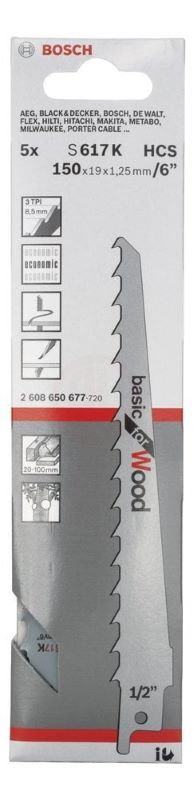 Bosch Panter Testere Bıçağı Basic For Wood S 617 K 150 mm (5 Adet) 