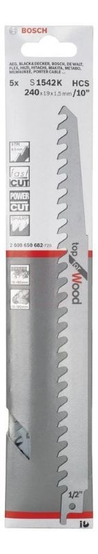 Bosch Panter Testere Bıçağı Top For Wood S 1542 K 240 mm (5 Adet) 