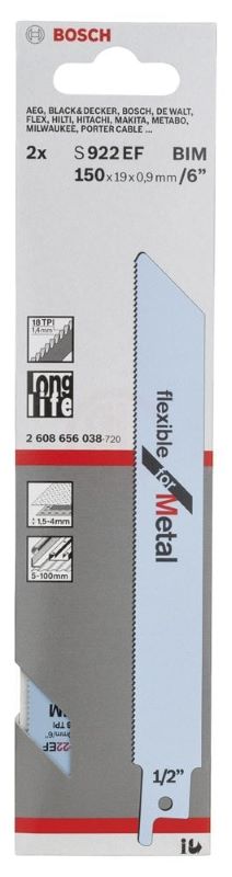 Bosch Panter Testere Bıçağı Flexible For Metal S 922 EF 150 mm (2 Adet) 