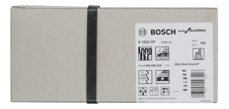 Bosch Panter Testere Bıçağı Flexible For Wood And Metal S 1022 HF 200 mm (100 Adet) 