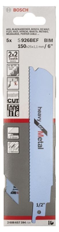 Bosch Panter Testere Bıçağı Heavy For Metal S 926 BEF 150 mm (5 Adet) 