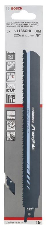 Bosch Panter Testere Bıçağı Endurance For Heavy Metal S 1136 CHF 225 mm (5 Adet) 