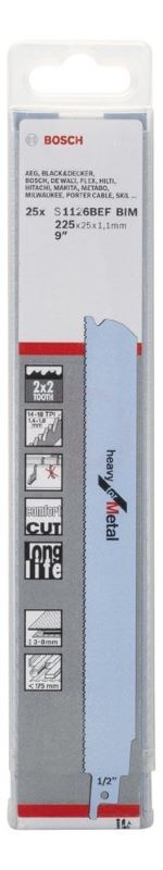 Bosch Panter Testere Bıçağı Heavy For Metal S 1126 BEF 225 mm (25 Adet) 