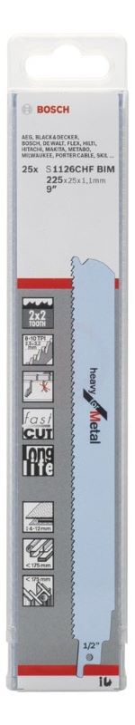 Bosch Panter Testere Bıçağı Heavy For Metal S 1126 CHF 225 mm (25 Adet) 