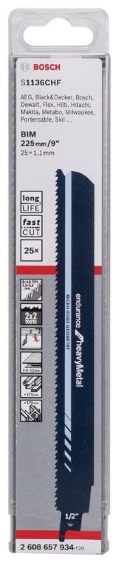 Bosch Panter Testere Bıçağı Endurance For Heavy Metal S 1136 CHF 225 mm (25 Adet) 