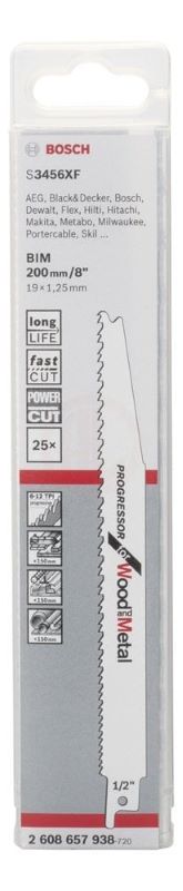 Bosch Panter Testere Bıçağı Progressor For Wood And Metal S 3456 XF 200 mm (25 Adet) 