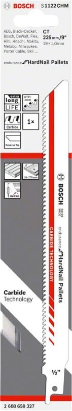 - Bosch Panter Testere Bıçağı Endurance For HardNail Pallets S 1122 CHM 225 mm (1 Adet) 