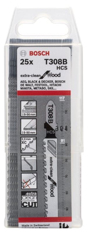 - Bosch Dekupaj Testere Bıçağı ExtraClean For Wood T308 B 117 mm (25 Adet) 