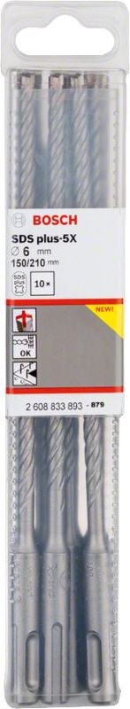 Bosch SDS Plus-5X Kırıcı Delici Uç 6,0x210 mm (10 Adet) 