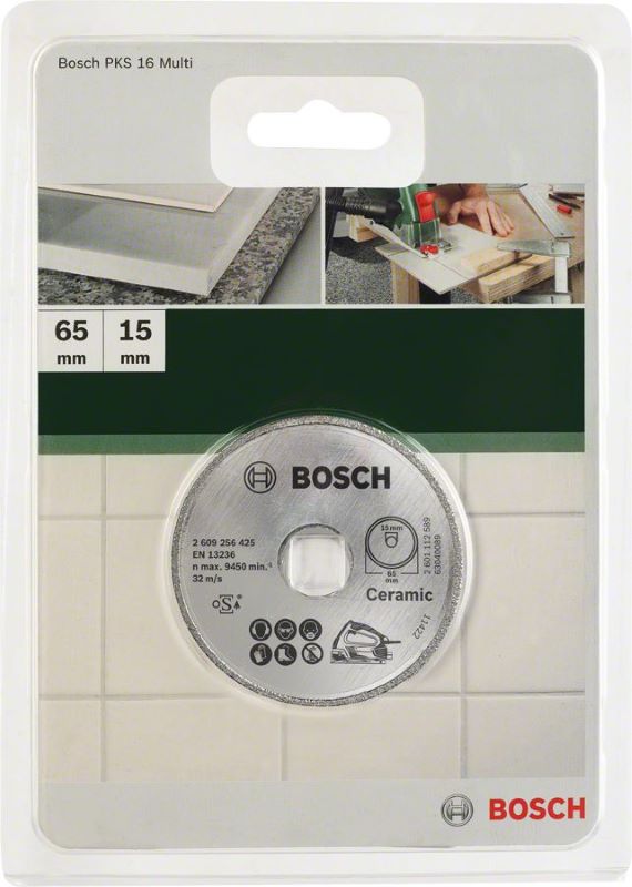 Bosch Elmas Kesme Diski PKS 16 Multi Seramik İçin 65x15 mm 