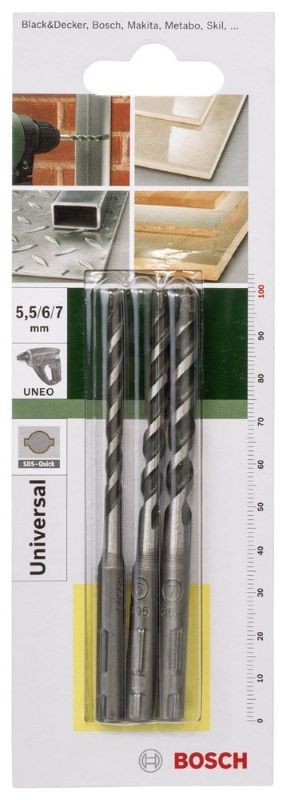 Bosch SDS-Quick Çok Amaçlı Matkap Ucu Set (3 Parça 5,5-6-7 mm) 