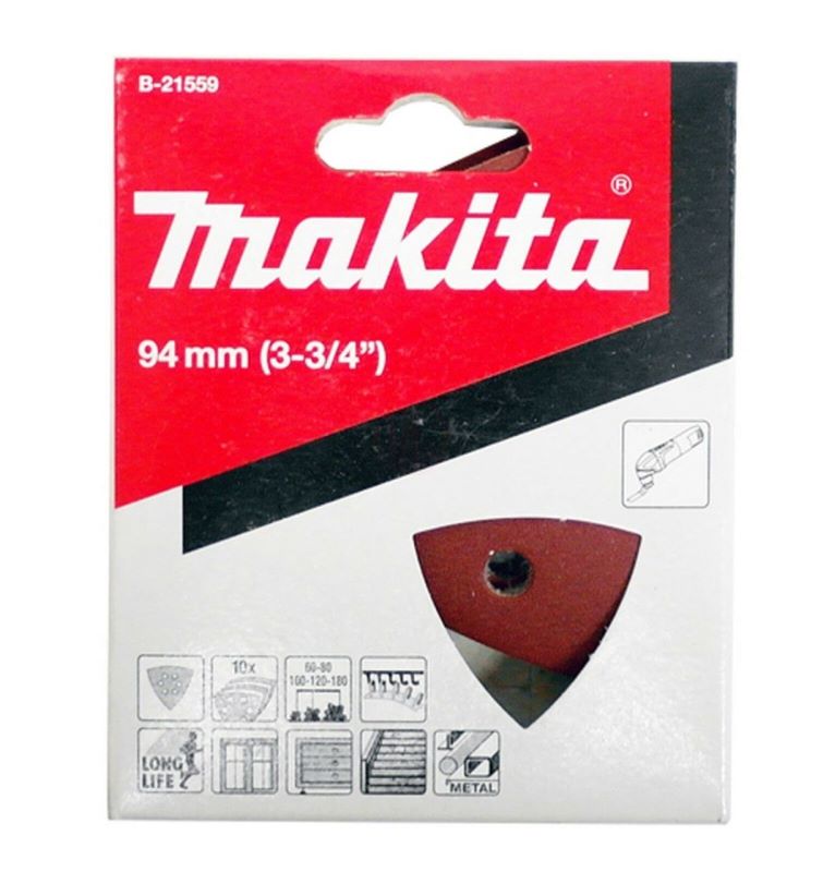 Makita Ahşap Metal Uzun Ömürlü Üçgen Zımpara Kağıdı 93 mm Set (10 Parça) (B-21559) 
